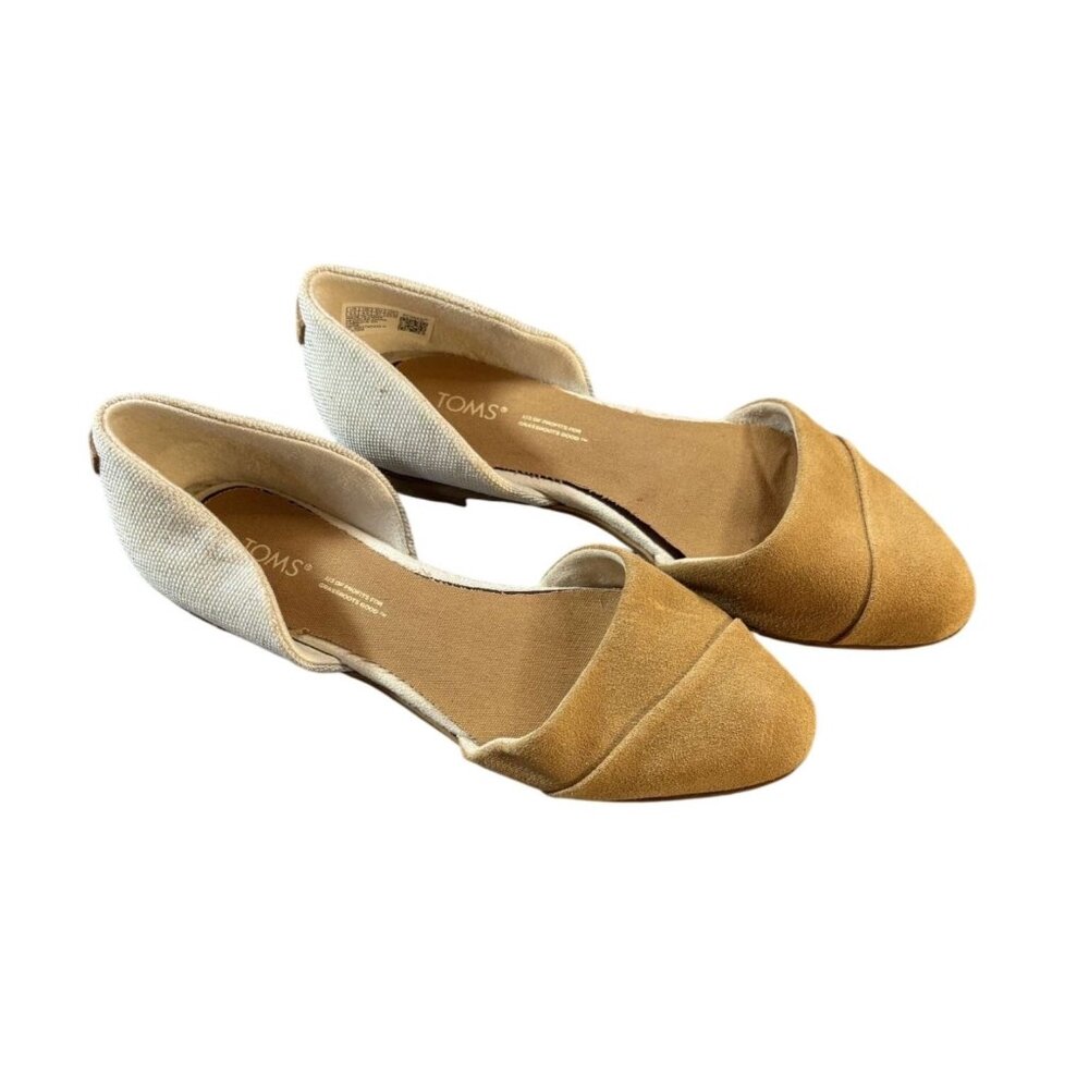 Toms Beige Suede & Canvas Womens Flats Size 6.5 Jutti D'Orsay Slip-On Shoes